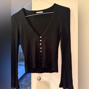 Reformation dark academia quiet luxury ribbed top